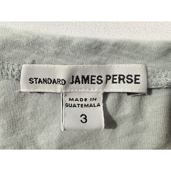 JAMES PERSE Womens High Gauge Deep V Tee Light Blue Cotton T-shirt Basic Sz 3 L - Picture 5 of 9